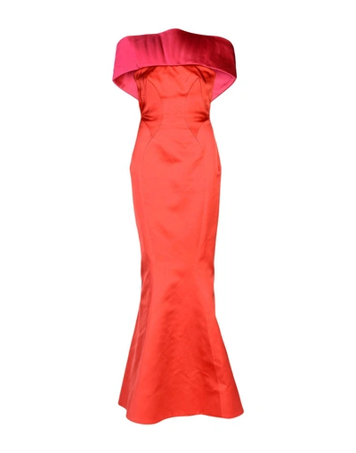 Shop Zac Posen Long Dress In Red