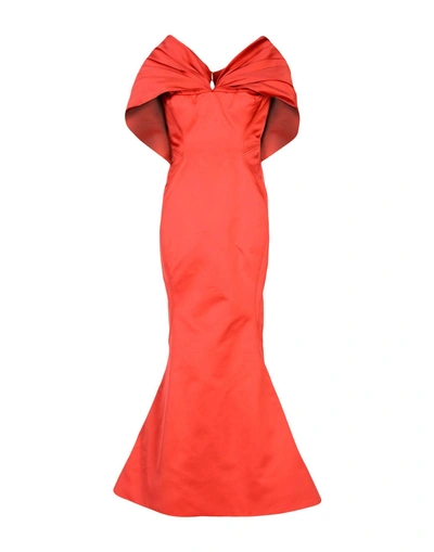 Shop Zac Posen Long Dress In Red