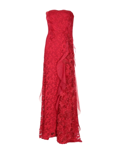 Shop Oscar De La Renta Long Dress In Red