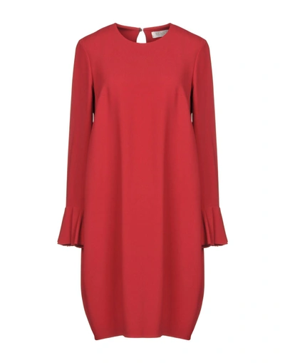 Shop Mantù Short Dress In Brick Red