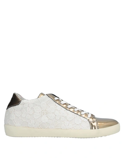 Shop Leather Crown Sneakers In Ivory
