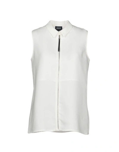 Shop Armani Jeans Solid Color Shirts & Blouses In White