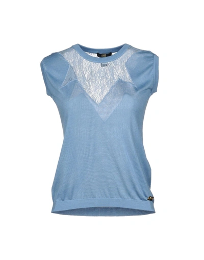 Shop Class Roberto Cavalli Cavalli Class Woman Sweater Sky Blue Size 10 Silk, Polyamide