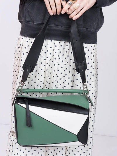 Shop Loewe Forest Green Puzzle Bag