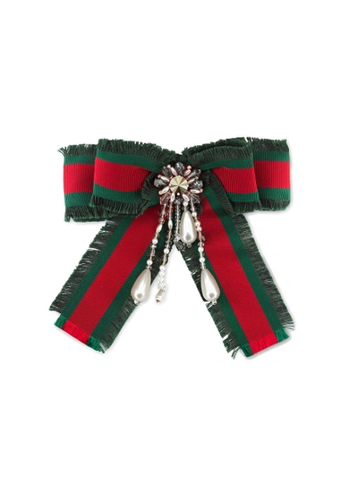 Shop Gucci Web Bow Brooch