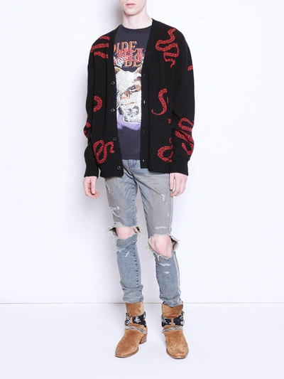 Shop Amiri Snake Print Cardigan