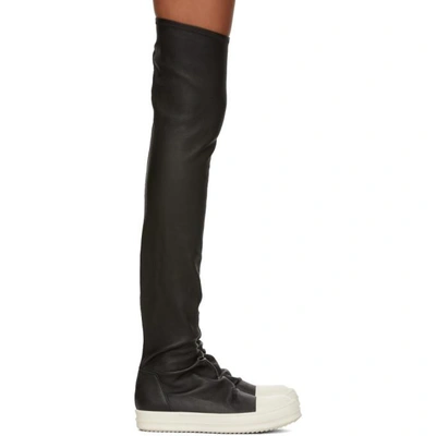 Shop Rick Owens Black & White Leather Sock Boots