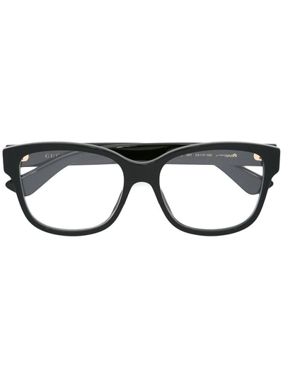 Gucci Eyewear Square Frame Glasses - Black In Black