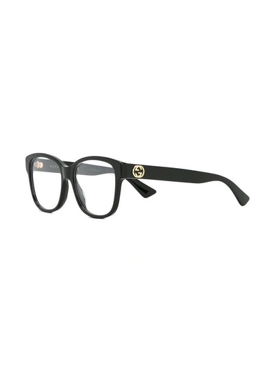 Gucci Eyewear Square Frame Glasses - Black In Black