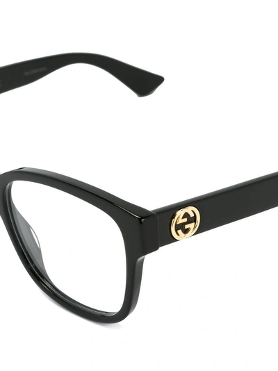 Gucci Eyewear Square Frame Glasses - Black In Black
