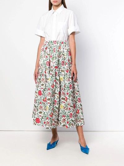 Shop La Doublej Floral Full Skirt - White