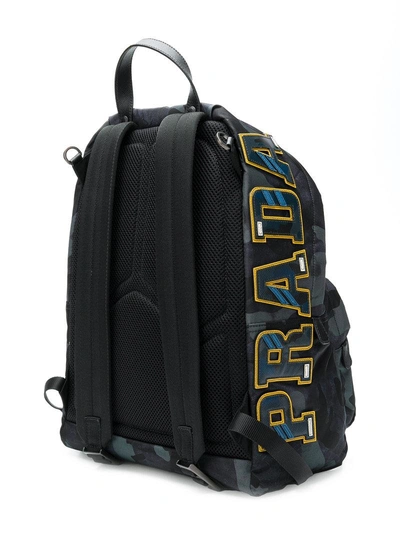 Shop Prada Camo Nylon Backpack - Blue