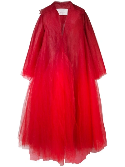 Shop Oscar De La Renta Long Sleeve Ombre Coat - Red