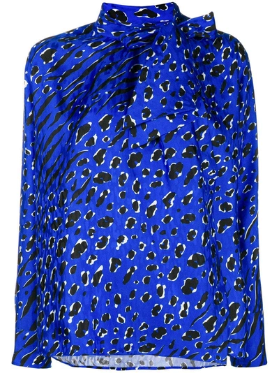 Shop Valentino Tie Neck Blouse - Blue
