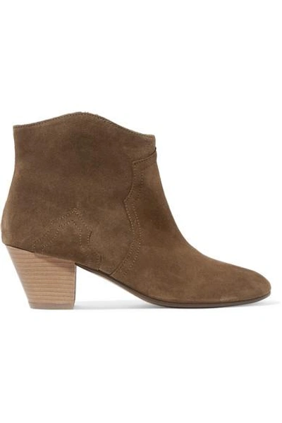 Shop Isabel Marant Dicker Suede Ankle Boots In Taupe