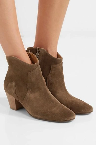 Shop Isabel Marant Dicker Suede Ankle Boots In Taupe