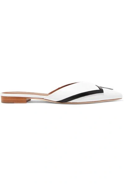 Shop Malone Souliers + Emanuel Ungaro Amelie Leather Point-toe Flats In White