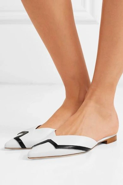 Shop Malone Souliers + Emanuel Ungaro Amelie Leather Point-toe Flats In White