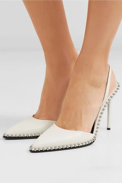Shop Alexander Wang Rina Studded Leather Slingback Pumps In White