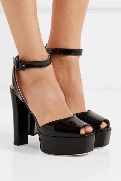 Shop Giuseppe Zanotti Betty Patent-leather Platform Sandals In Black