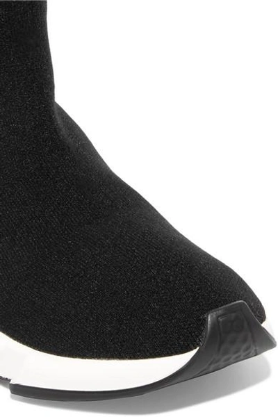 Shop Balenciaga Speed Logo-intarsia Stretch-knit High-top Sneakers In Black
