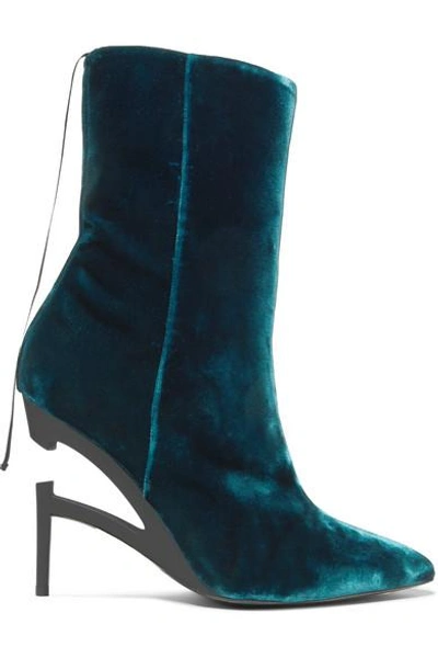 Shop Ben Taverniti Unravel Project Velvet Ankle Boots In Green