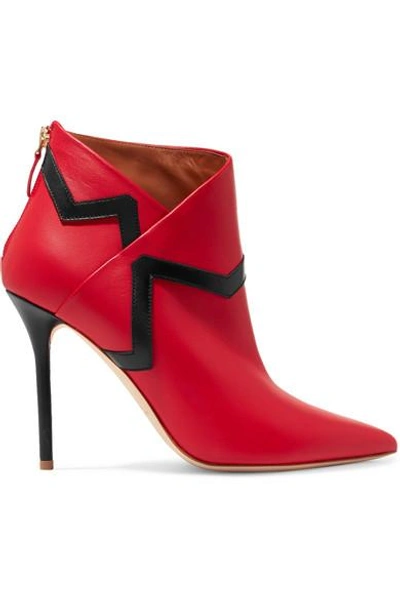 Shop Malone Souliers + Emanuel Ungaro Amelie 100 Leather Ankle Boots In Red