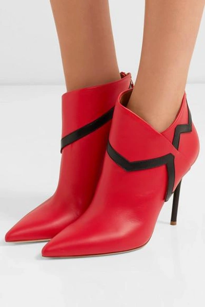 Shop Malone Souliers + Emanuel Ungaro Amelie 100 Leather Ankle Boots In Red