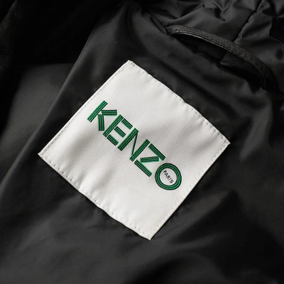 Shop Kenzo Hooded Leather Jacket In Black