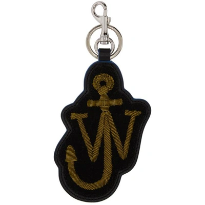 Shop Jw Anderson Black Anchor Patch Keychain In Sapphire