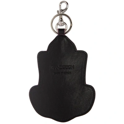 Shop Jw Anderson Black Shield Patch Keychain In Hibiscus