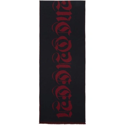 Shop Alexander Mcqueen Black And Red Gothic Scarf In 1074 Blk/r
