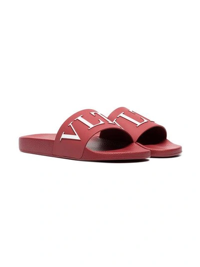 Shop Valentino Vltn Slides In Red