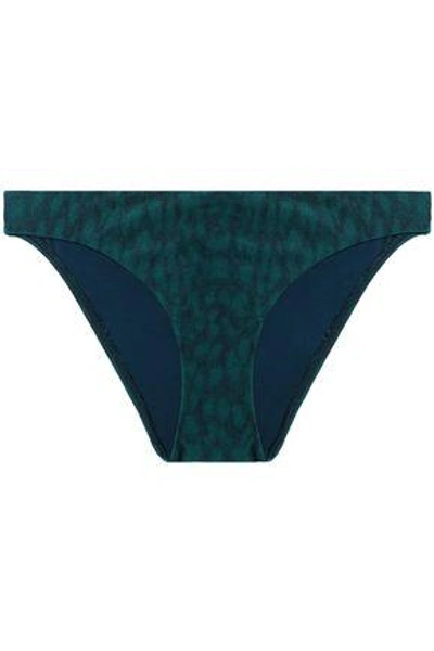 Shop Zimmermann Leopard-print Low-rise Bikini Briefs In Teal