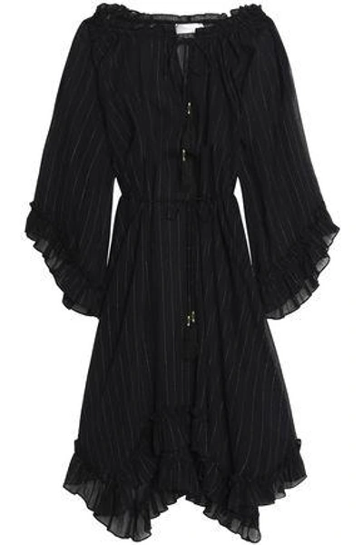 Shop Zimmermann Woman Metallic Cotton-blend Georgette Midi Dress Black