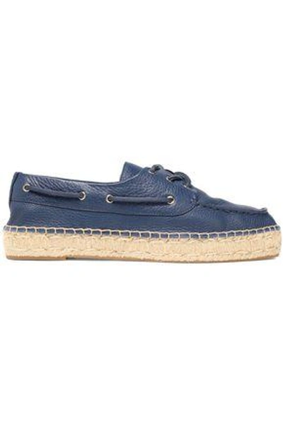 Shop Tory Burch Woman Lace-up Leather Espadrilles Navy