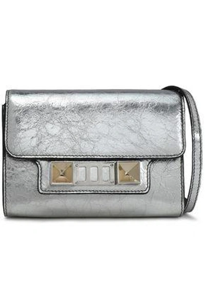 Shop Proenza Schouler Woman Ps11 Metallic Cracked-leather Shoulder Bag Silver