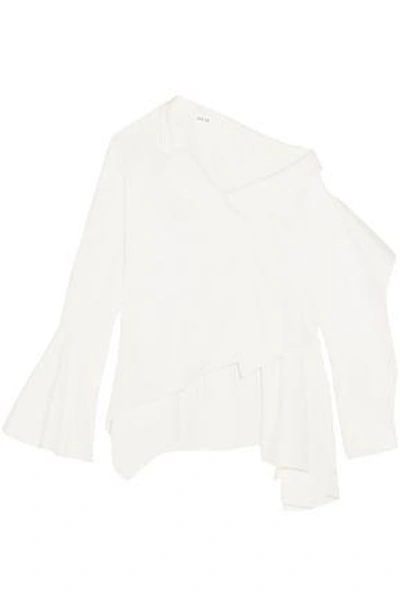 Shop Adeam Woman Asymmetric Cotton-blend Poplin Top White