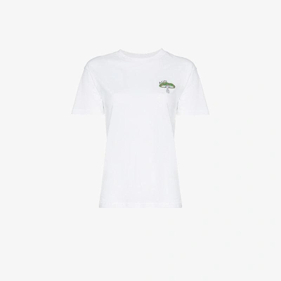 Shop Ganni Mushroom Motif T-shirt In White