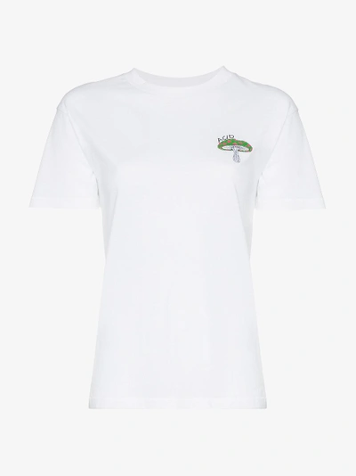 Shop Ganni Mushroom Motif T-shirt In White