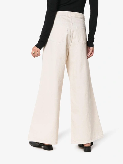 Shop Ganni Bluebell Wide Leg Trousers In Nude/neutrals