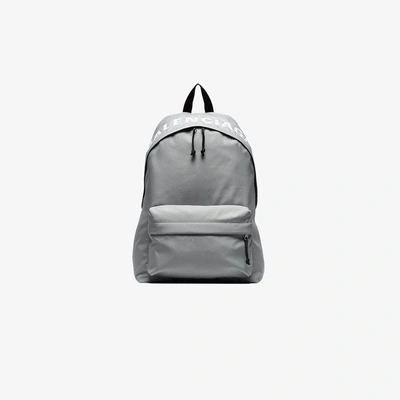 Shop Balenciaga Black And Grey Wheel Logo Embroidered Backpack