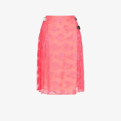 Shop Christopher Kane Neon Pink Lace Kilt In Pink&purple