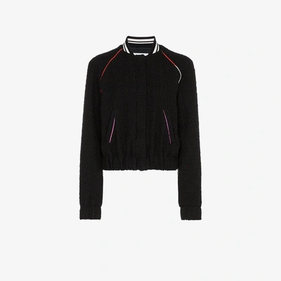 Shop Msgm Logo Zip Bomber Jacket In Black