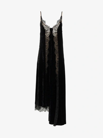 Shop Stella Mccartney Asymmetrical Lace Panel Dress In Black