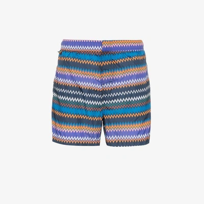 Shop Missoni Mare Zig-zag Stripe Print Swim Shorts In Blue