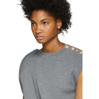 Shop Jw Anderson Grey Circle Knit Top In Mid Grey