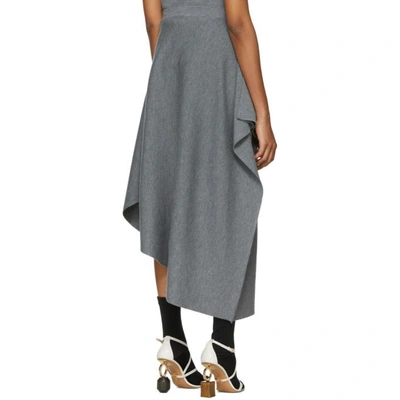 Shop Jw Anderson Grey Merino Asymmetric Skirt In Mid Grey