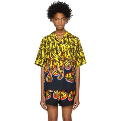 Shop Prada Multicolor Bananas And Flames Shirt In F0d7a Black