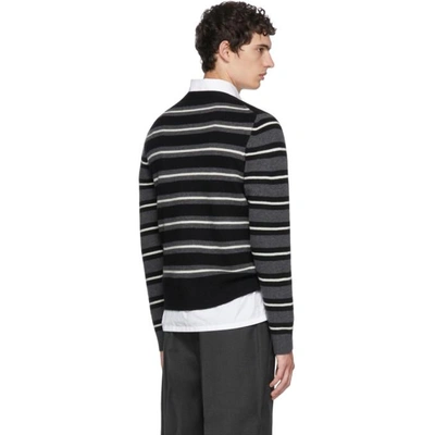 Shop Jw Anderson Black And White Striped Logo Sweater In Blk.wht